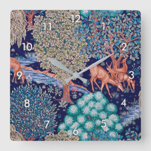 Deers in The Forest, William Morris Quadratische Wanduhr
