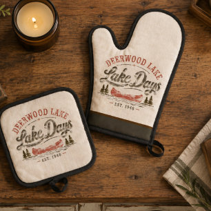 Deerwood 1946 Seelenleben im Canoe Ofenhandschuh & Topflappen-Set