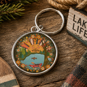 Deerwood Lake Floral Kajakt Farbige Schlüsselanhänger