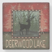 Deerwood Lake' Inspirivity Deer Pine Trees Steinuntersetzer (Vorderseite)