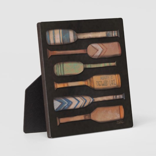 Deerwood Lake Oars Rustikale Inspirivity Plaque Fotoplatte (Vorderseite)