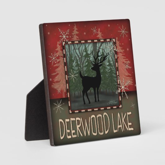 Deerwood Lake Rustic Despirivity Plaque Fotoplatte (Vorderseite)