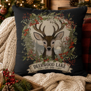 Deerwood Lake Rustikale Wald-Weihnachtshirsche Kissen