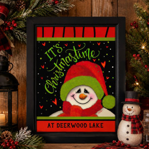 Deerwood Lake Weihnachts-Schneemann Poster