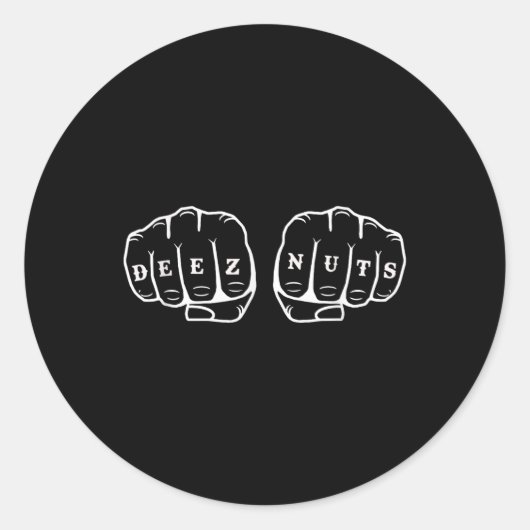 Deez Nuts Funny Knuckles Tattoo Runder Aufkleber (Vorderseite)