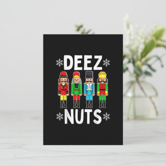 Deez Nuts Funny Nutcracker Weihnachtsmäeme Einladung (Stehend Vorderseite)