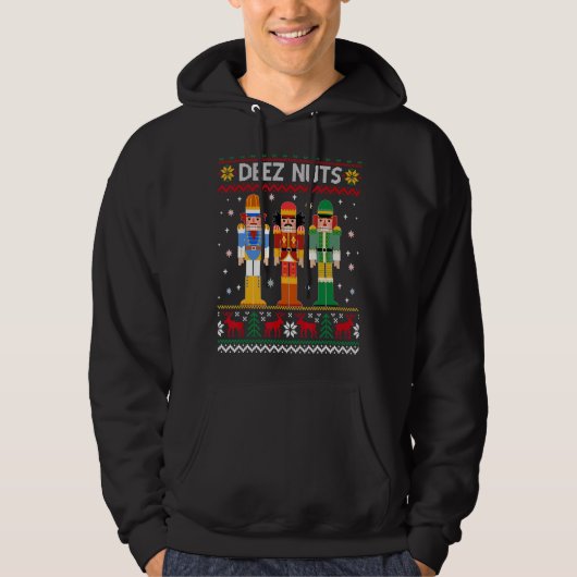 Deez Nuts hässlicher Weihnachtspullover Xmas Nuss Hoodie (Vorderseite)