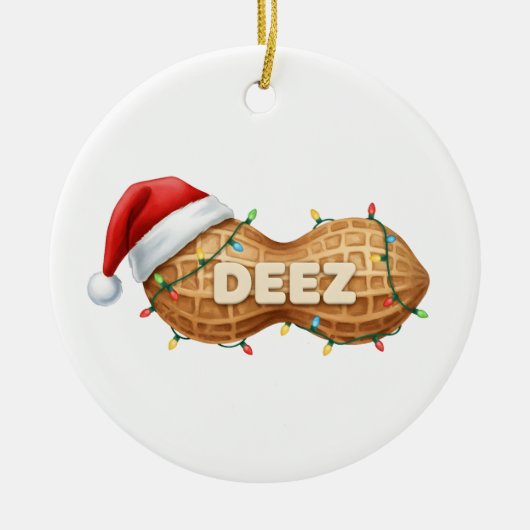 Deez Nuts, Lustige Deez Nuts Weihnachts-Erdnuss Keramik Ornament (Vorne)