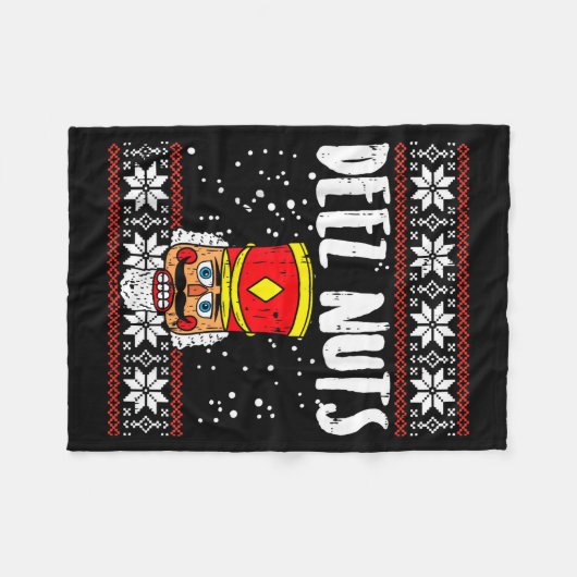 Deez Nuts Nutcracker Funny Ugly Christmas Sweater Fleecedecke (Vorderseite (Horizontal))