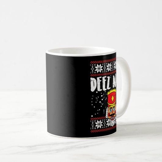 Deez Nuts Nutcracker Funny Ugly Christmas Sweater Kaffeetasse (VorderseiteRechts)