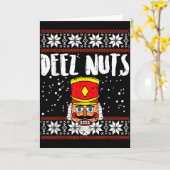 Deez Nuts Nutcracker Funny Ugly Christmas Sweater Karte (Gelbe Blume)