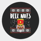 Deez Nuts Nutcracker Funny Ugly Christmas Sweater  Runder Aufkleber (Vorderseite)