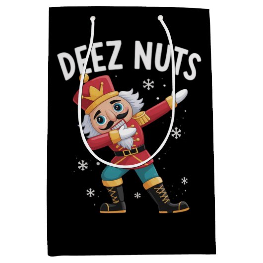 Deez Nuts Nutcracker Nut Funny Christmas  Mittlere Geschenktüte (Vorderseite)