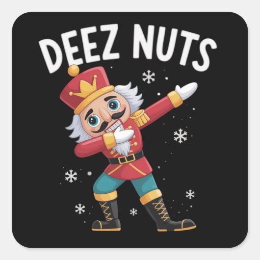 Deez Nuts Nutcracker Nut Funny Christmas Quadratischer Aufkleber (Vorderseite)