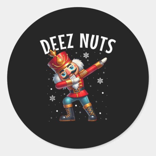 Deez Nuts Nutcracker Nut Funny Men Funny Chr Runder Aufkleber (Vorderseite)