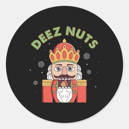 Deez Nuts Nutcracker Nut Men Damen Spaß Weihnachte Runder Aufkleber (Vorderseite)