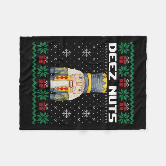 Deez Nuts Nutcracker Shirt Funny Ugly Christmas Sw Fleecedecke (Vorderseite (Horizontal))