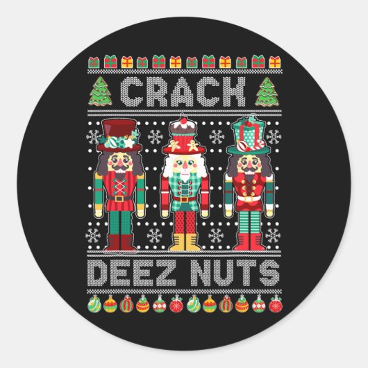 Deez Nuts Nutcracker Spaß Ugge Weihnachten Weihnac Runder Aufkleber (Vorderseite)