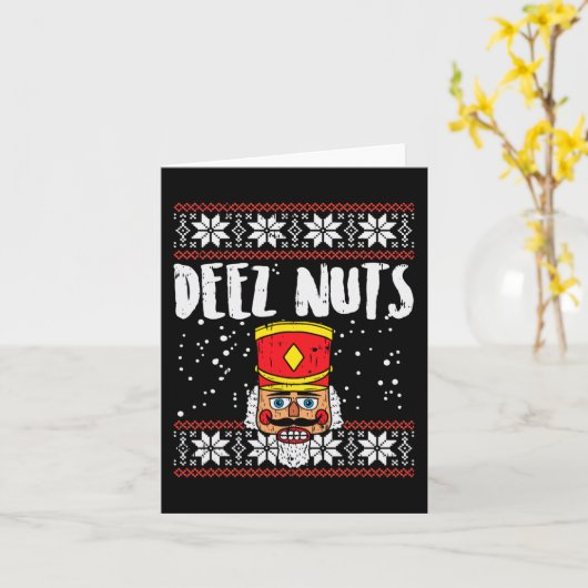 Deez Nuts Nutcracker Spaß Ugly Christmas Meme Gesc Karte (Gelbe Blume)