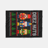 Deez Nuts Nutcracker Spaß Ugly Weihnachten Fleecedecke (Vorderseite (Horizontal))