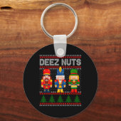 Deez Nuts Nutcracker Spaß Ugly Weihnachten Schlüsselanhänger (Vorderseite)