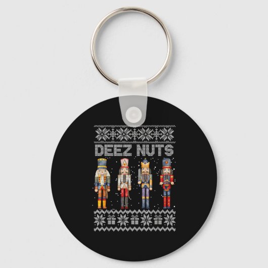 Deez Nuts Nutcracker Ugly Christmas Sweater Funny Schlüsselanhänger (Vorderseite)