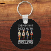 Deez Nuts Nutcracker Ugly Christmas Sweater Funny Schlüsselanhänger (Vorderseite)