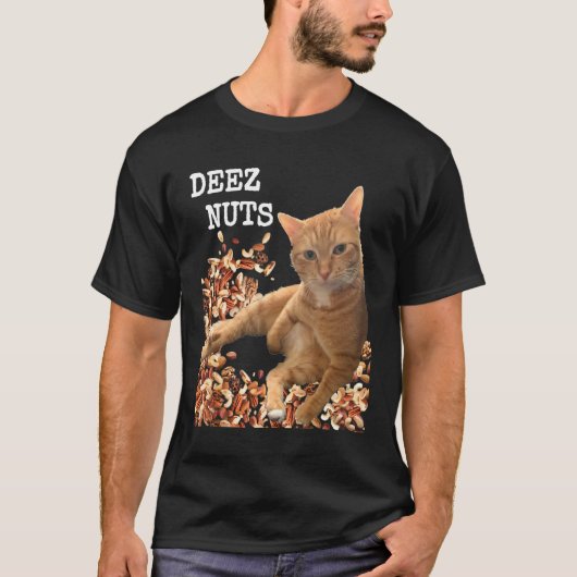 Deez Nuts Witz mit Adorable Cat und ein paar gemis T-Shirt (Vorderseite)