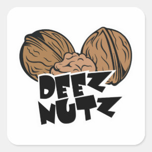 Deez Nutz lustige Illustration Quadratischer Aufkleber