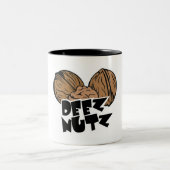 Deez Nutz lustige Illustration Zweifarbige Tasse (Mittel)
