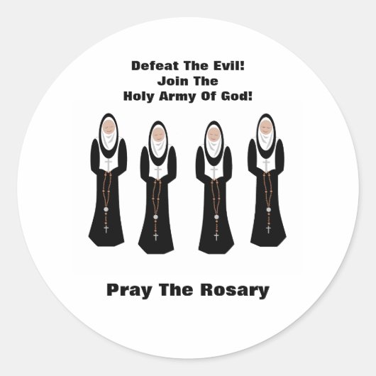 Defeat the evil...Pray the rosary Runder Aufkleber (Vorderseite)
