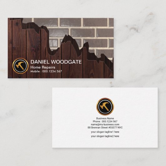 Defekter hölzerner visitenkarte (Vorne/Hinten)