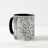 Defektes aber nicht zerbrochenes Schwarzes füllte Tasse (Vorderseite Links)