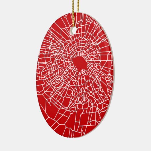 Defektes Glasrot Keramikornament (Links)