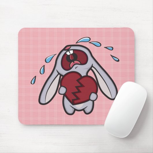 Defektes Hearted Häschen auf rosa Karos Mousepad (Mit Mouse)