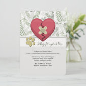 Defektes Herz-Haustier-Verlust-Beileids-Karte Einladung (Stehend Vorderseite)