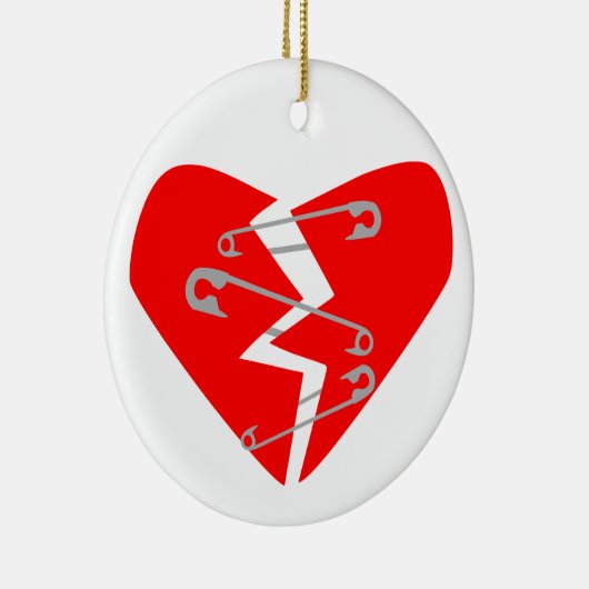 Defektes Herz mit Sicherheits-Buttonen Keramikornament (Rechts)