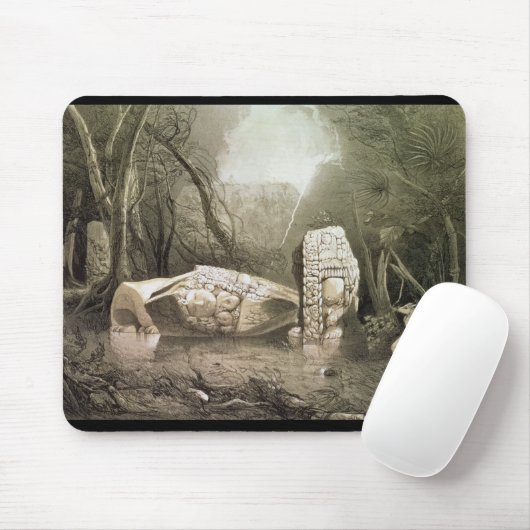 Defektes Mayaidol bei Copan, Guatemala Mousepad (Mit Mouse)