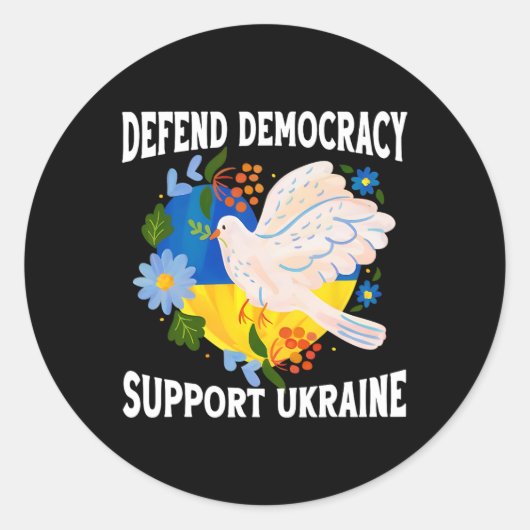 Defend Democracy Support Ukraine Stand With Zelens Runder Aufkleber (Vorderseite)