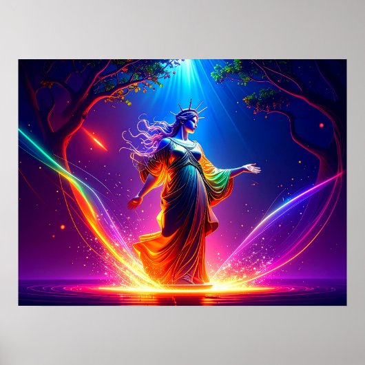 Defender of Democracy Lady Liberty Warrior Goddess Poster (Vorne)