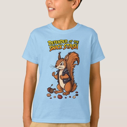 Defender of the Snack Stash Tough Squirrel Guardin T-Shirt (Vorderseite)