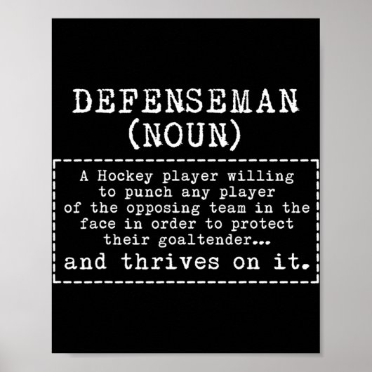 Defenseman Definition Ice Hockey Poster (Vorne)