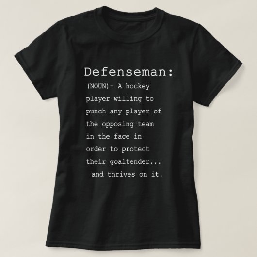 Defenseman - Definition von Hockey T-Shirt (Design vorne)