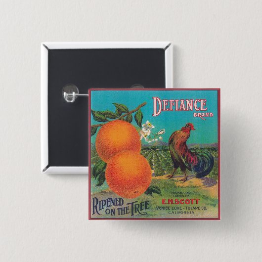 Defiance Orange LabelVenice Cove, CA Button (Vorne & Hinten)