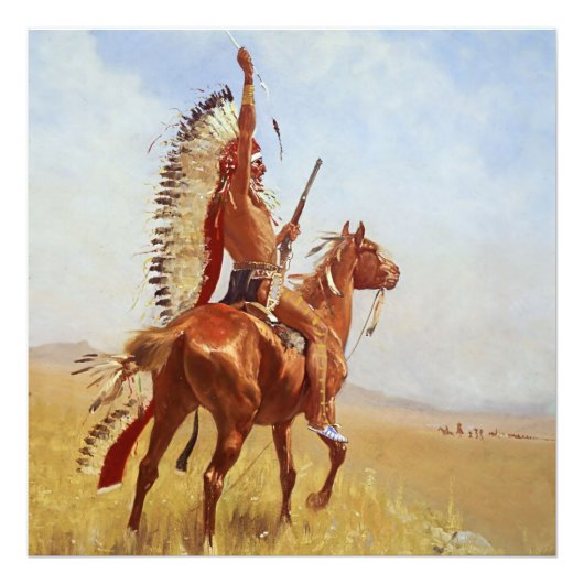 "Defiance" Western Art von Frederic Remington Fotodruck (Vorne)