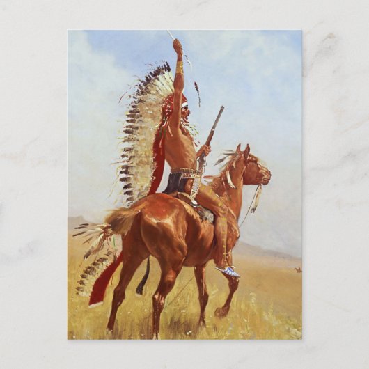 "Defiance" Western Art von Frederic Remington Postkarte (Vorderseite)