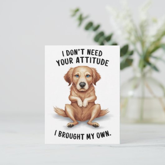 Defiant Dog: Weisheit in Stille Postkarte (Stehend Vorderseite)