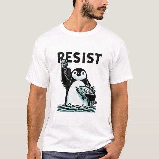 Defiant Penguin Resist Illustration für Aktivisten T-Shirt (Vorderseite)