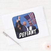 Defiant USA Patriot Donald Trump Kundgebung 2024 K Quadratischer Aufkleber (Umschlag)