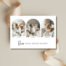 Definieren eines naughty Christmas Arch Hund Fotos Feiertagskarte